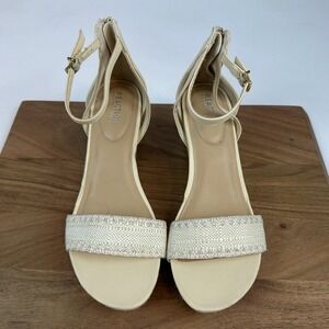 Womens Kenneth Cole Reaction Colton Ivory Espadrille Wedge Platform Sandal Sz 10